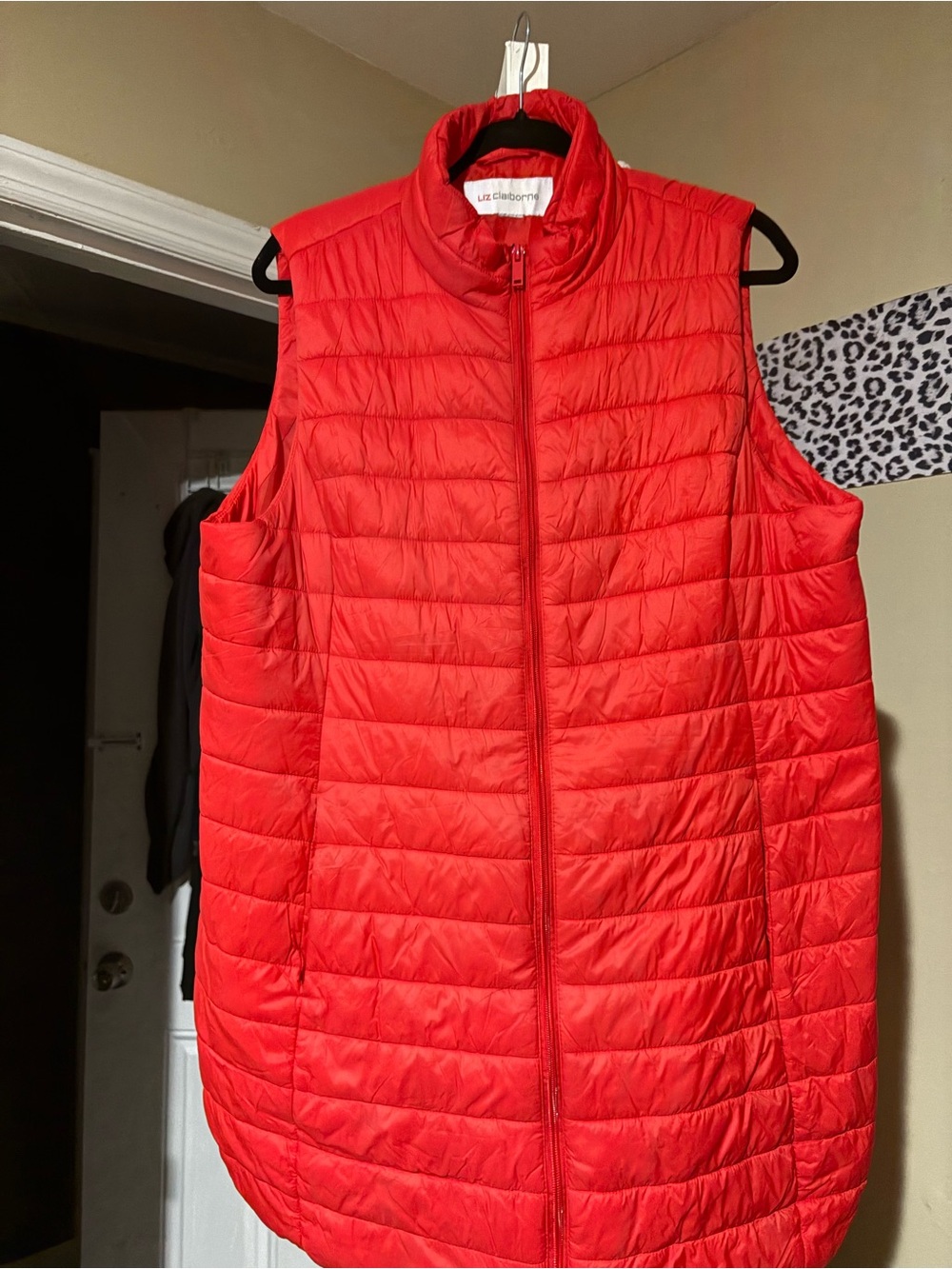 Liz Claiborne Bright Red Quilted Sleeveless Puffer Vest